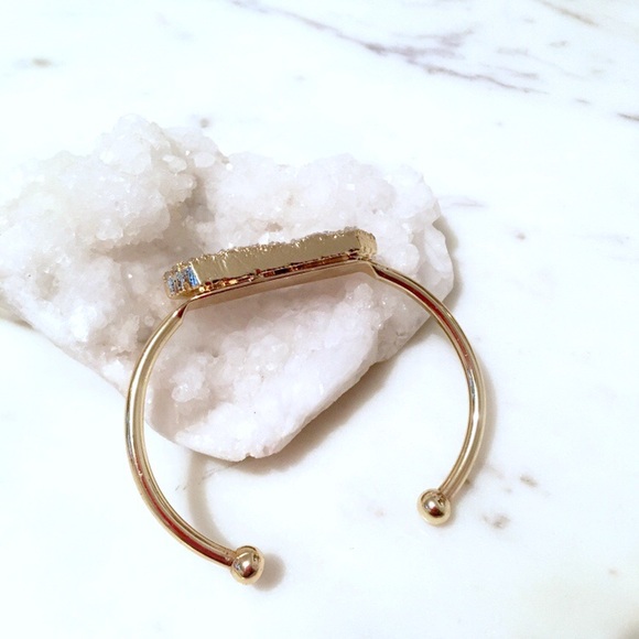 ✨Gold Plated Druzy Bar Bangle Bracelet - Picture 6 of 8
